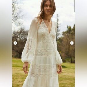 Bcbgmaxazria Kalli silk boho wedding dress lace maxi